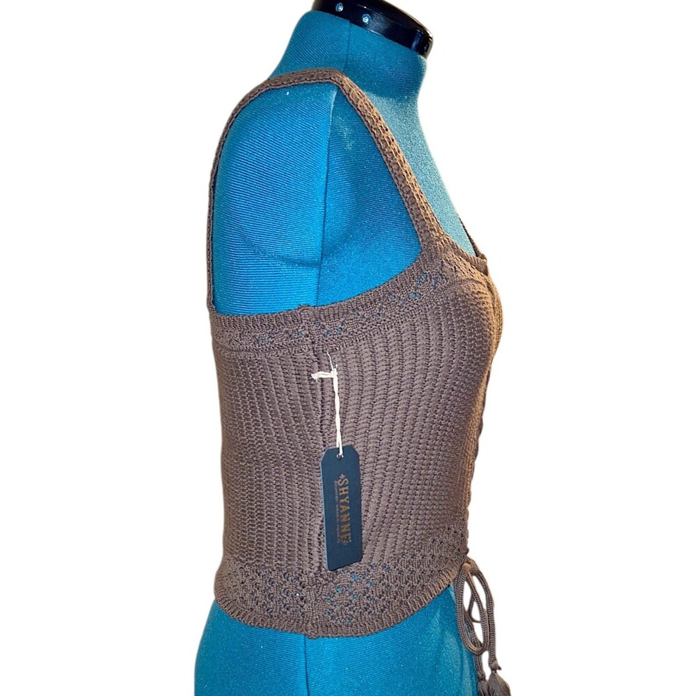 Shyanne Brown Crocheted Knit Crop Top - Picture 5 of 8